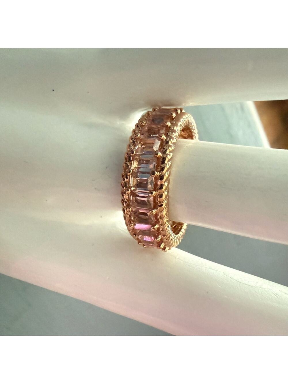 Judith Ripka 925 Sterling Silver Rose Gold Ring Size 10 NEW